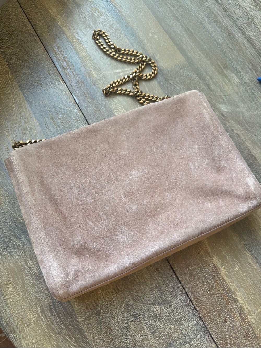 Authentic Saint Laurent Medium Kate Reversible Suede Leather Shoulder Bag Blush - Picture 5 of 16